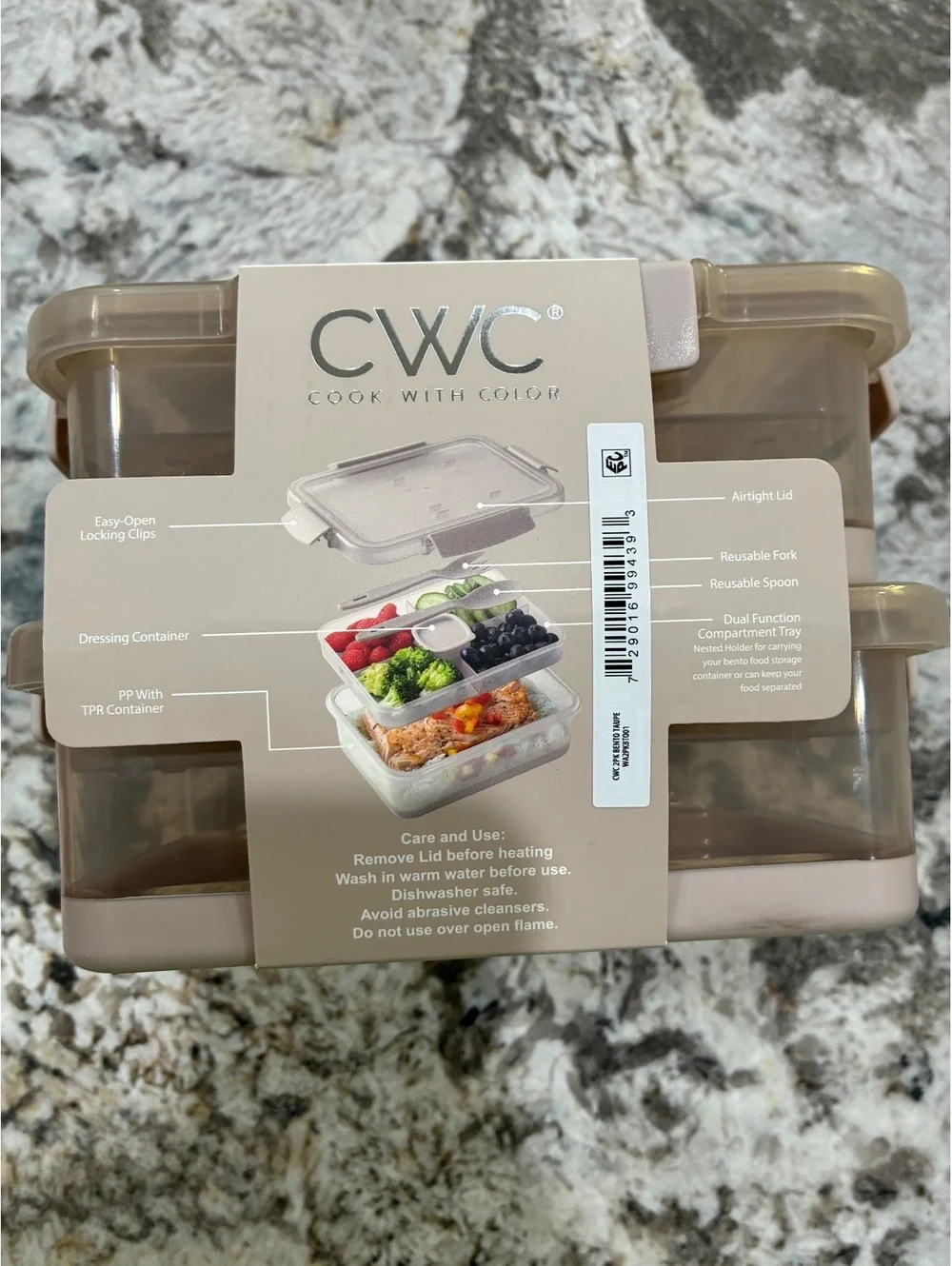 CWC All-in-One Lunch Box 2-Piece Set with Airtight Seal and Locking Clips
